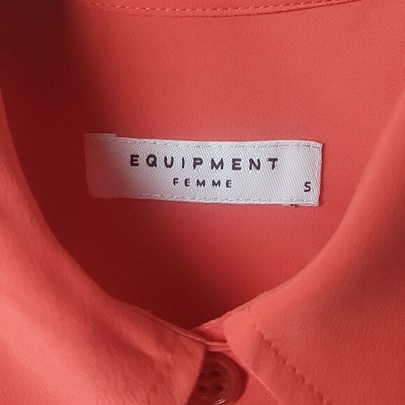NWT Equipment S Coral Silk Button Up Modest Long Sleeve Office Shirt Top Blouse - Picture 5 of 13